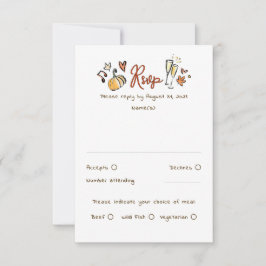 Hand plockade Quirky Funky Fall Wedding OSA kort