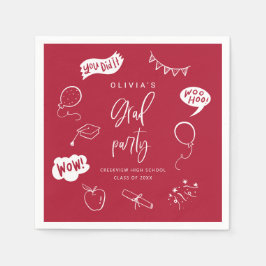 Hand plockade Quirky Red Grad Party Pappersservett