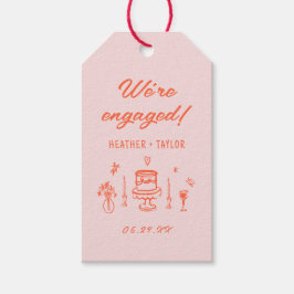 Hand plockade Quirky Roligt Retro Förlovningsfest Presentetikett