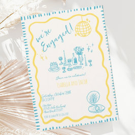 Hand plockade Quirky Vågigt Förlovningsfest Inbjudningar