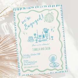 Hand plockade Quirky Vågigt Förlovningsfest Inbjudningar