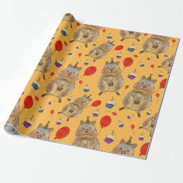 Hand plockade Quokka Birthday Wrapping Presentpapper