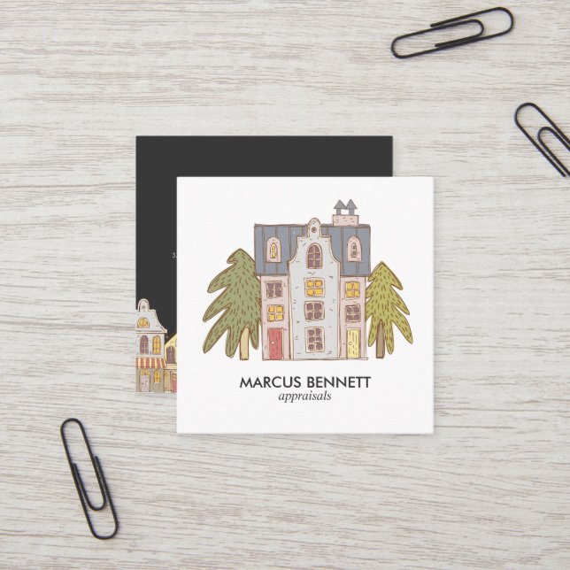 Hand plockade Real Gods utvärderare Affärskort Fyrkantigt Visitkort (Fram/Back In Situ)