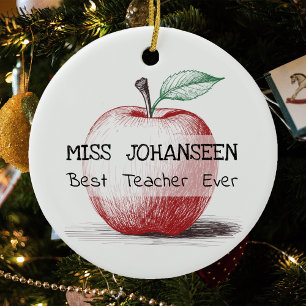 Hand plockade Red Apple Best Teacher Keepsaké Julgransprydnad Keramik