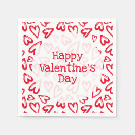 Hand plockade Red Hearts Valentine Day Pappersservett