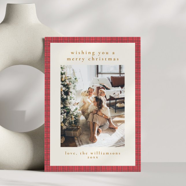 Hand plockade Red Play Modern Family Jul Photo Julkort (Skapare uppladdad)