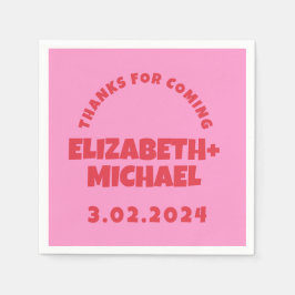 Hand plockade Red Rosa Funky Bröllop Pappersservett