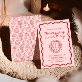 Hand plockade Red Rosa Stollig Doodle Thanksgiving Julkort