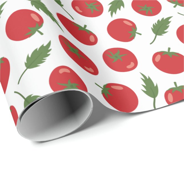 Hand plockade Red Tomato Mönster Presentpapper (Rullad Hörn)