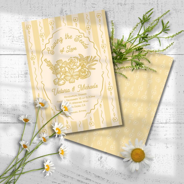 Hand plockade Rehearsal Dinner av Wildblomstersäd Inbjudningar (Skapare uppladdad)