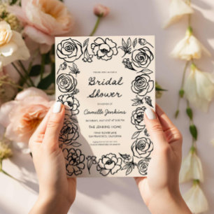 Hand plockade Retro Blommigt Möhippa Inbjudningar