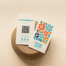 Hand plockade Retro Colorful QR Code Boho Blommigt