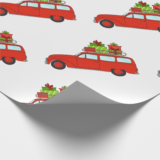 Hand plockade retro-julbil presentpapper (Hörn)