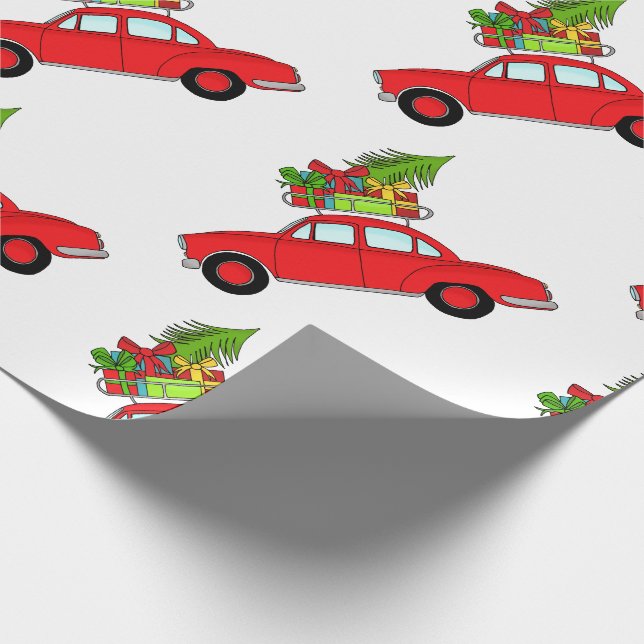 Hand plockade retro-julbil presentpapper (Hörn)