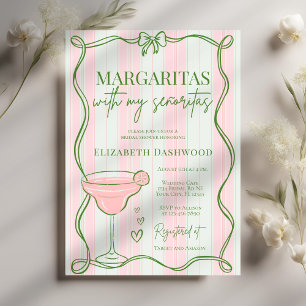 Hand plockade Retro Margaritas Cocktail Möhippa Inbjudningar