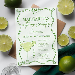 Hand plockade Retro Margaritas Cocktail Möhippa Inbjudningar