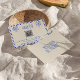 Hand plockade Retro Quirky Scribble QR Code Bröllo OSA Kort