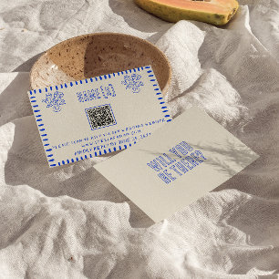 Hand plockade Retro Quirky Scribble QR Code Bröllo OSA Kort