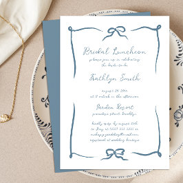 Hand plockade Ribbon Dusty Blue Möhippa Luncheon Inbjudningar