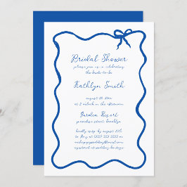 Hand plockade Ribbon Whimsical Blue Möhippa Inbjudningar