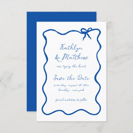 Hand plockade Ribbon Whimsical Fransk Blue Spara Datumet