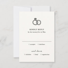 Hand plockade Ringar Doodle Modern Bröllop OSA Kort
