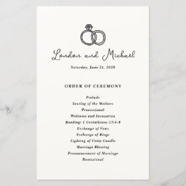 Hand plockade Ringar Doodle Modern Bröllopsprogram