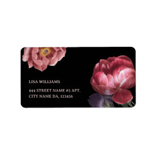 Hand plockade Ro Flower Black Adressetikett
