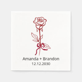 Hand plockade Röd ros Bow Bröllop Pappersservett