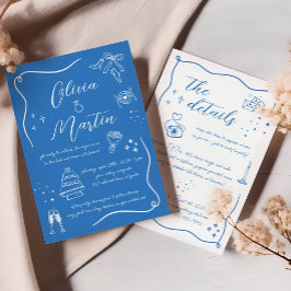 Hand plockade Roligt Doodle Mediterranean Blue Brö Inbjudningar