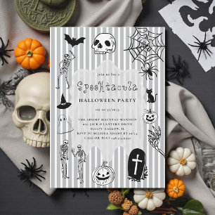 hand plockade roligt Skeleton Pumpkin Spider Hallo Inbjudningar