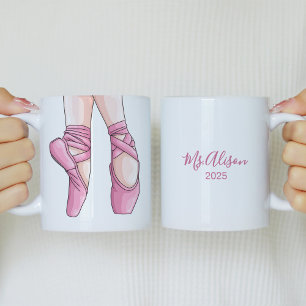 Hand plockade Rosa Ballet Shoes Kaffemugg