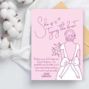 Hand plockade Rosa Bow Bröllop Gown Möhippa Tack Kort