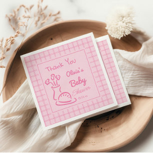 Hand plockade Rosa Bun i Oven Flicka dusch Pappersservett