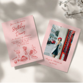Hand plockade Rosa coquette Roligt Foto Birthday M Inbjudningar