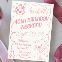 Hand plockade Rosa Disco 40:e födelsedag Party Hel