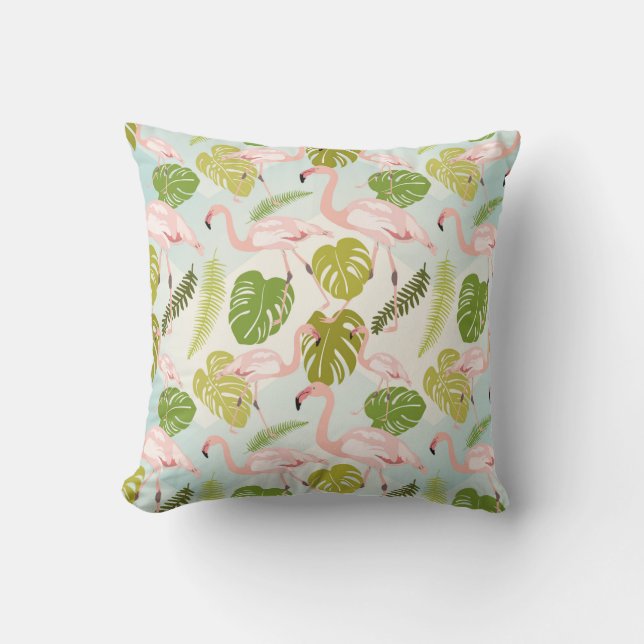 Hand plockade rosa flamingo-skiss. Vintage illustr Kudde (Framsida)