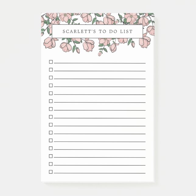 Hand plockade  Rosa Flowers to Do List Post-it Block (Framsida)