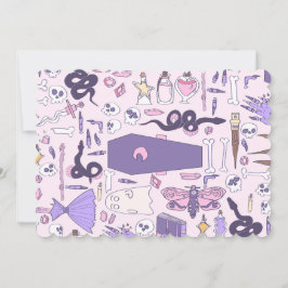 hand plockade rosa halloween kistan häxzombie inbjudningar