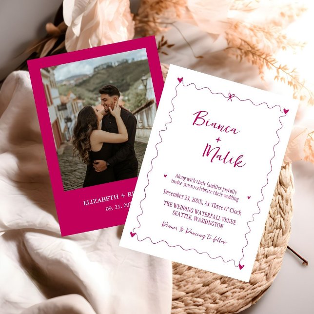 Hand plockade Rosa   illustration Bröllop Inbjudningar (Skapare uppladdad)