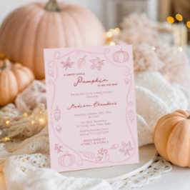 Hand plockade Rosa Little Pumpkin Flicka Shower Inbjudningar