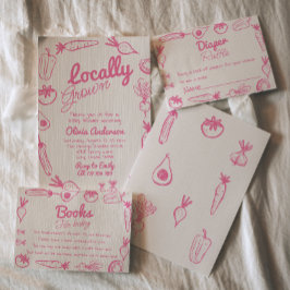 Hand plockade Rosa Lokalt Grown Girl Baby Shower Inbjudningar