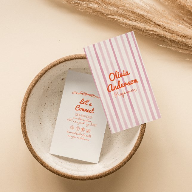 Hand plockade Rosa Orange Stollig Boho Unik Visitkort (Skapare uppladdad)