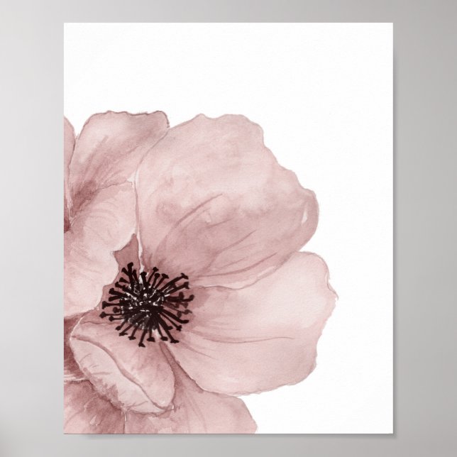 Hand plockade Rosa Poppy Poster (Framsidan)