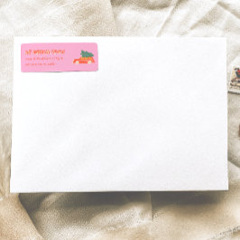 Hand plockade Rosa Red Car jul Doddle Adress Returadress Etikett