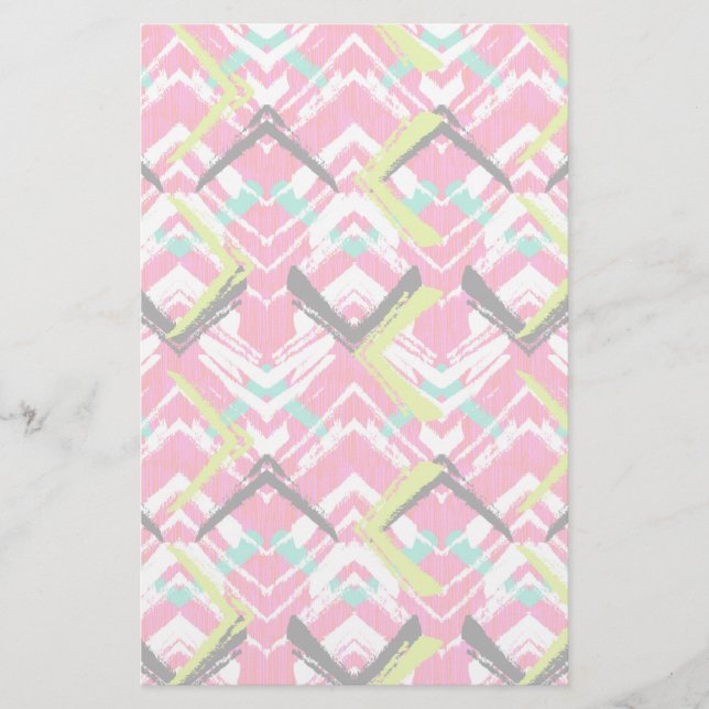 hand plockade Rosa Zig Zag Mönster Brevpapper (Framsida)