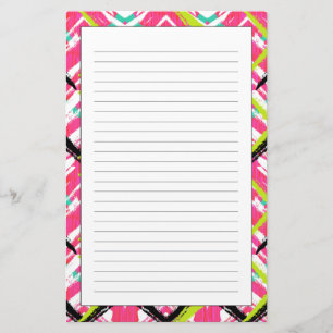 hand plockade Rosa Zig Zag Mönster Brevpapper