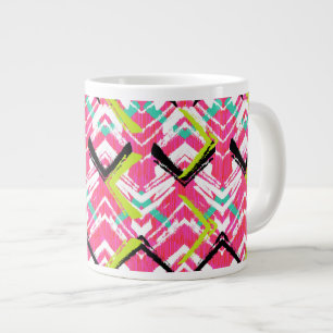 Hand plockade Rosa Zig Zag Mönster Jumbo Mugg