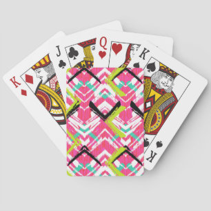 Hand plockade Rosa Zig Zag Mönster Kortlek