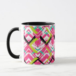 Hand plockade Rosa Zig Zag Mönster Mugg